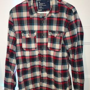 American Eagle Outfitters Red Casual Button Down Shirt